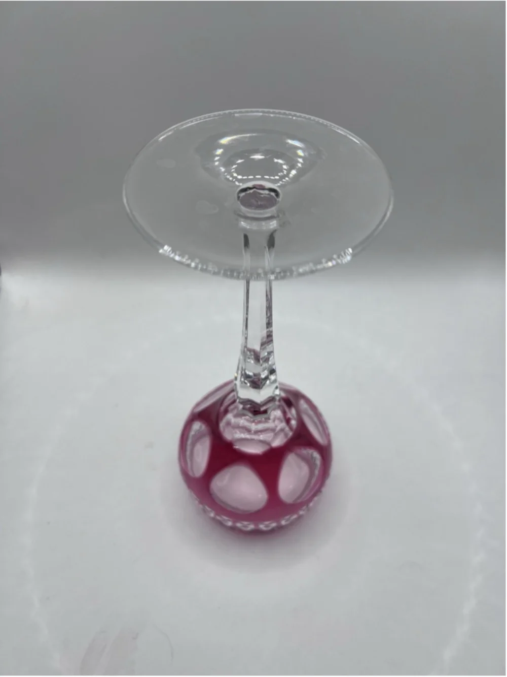 Vintage Ruby Red Cut To Clear Crystal Hock Wine Glass Goblet Barware
